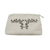 White Embroidered Canvas Makeup Bag